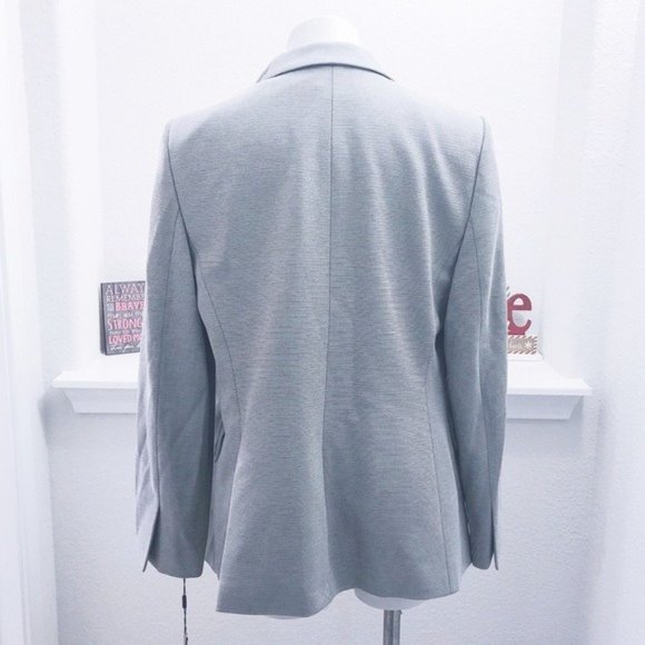Donna Karan City Oasis One-Button Blazer w/Notched Collar Grey Size 14 New w/Tag - Picture 3 of 9